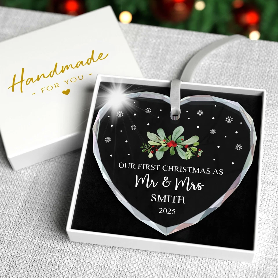 Personalised First Christmas As Mr and Mrs Married Decoration With Gift Bag - Image 4 of 4