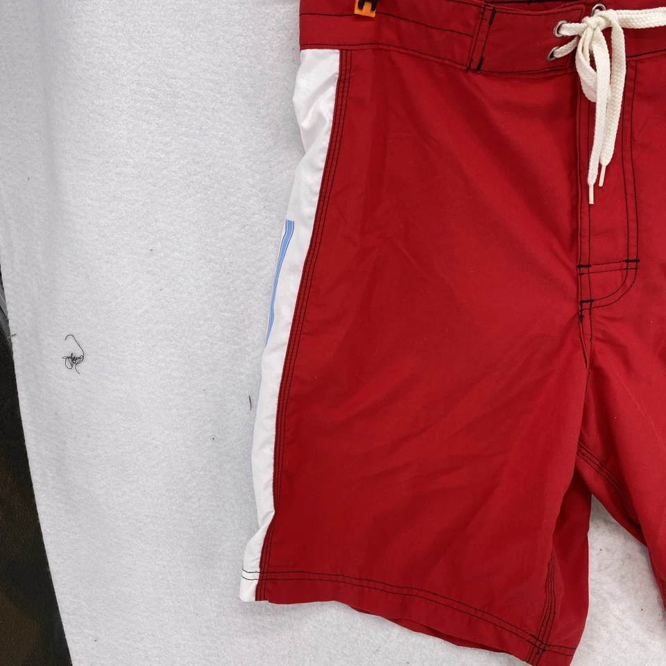 Costume da bagno uomo Bear Surf 32" tavola nylon rosso coulisse anni 90 onda - Immagine 4 di 4