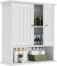 Smuxee White Bathroom Cabinet Wall Mounted, Small Bathroom Medicine Cabinet with