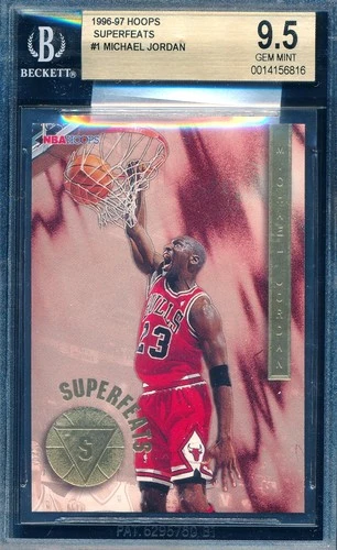 MICHAEL JORDAN 1996-97 NBA HOOPS SUPERFEATS BGS 9.5 GEM  MINT INSERT CARD #1!