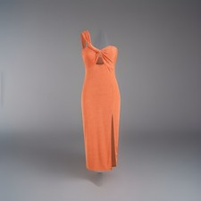 Cider Orange One-Shoulder Midi Dress Side Slit XL US Size 10 NWT Free Ship