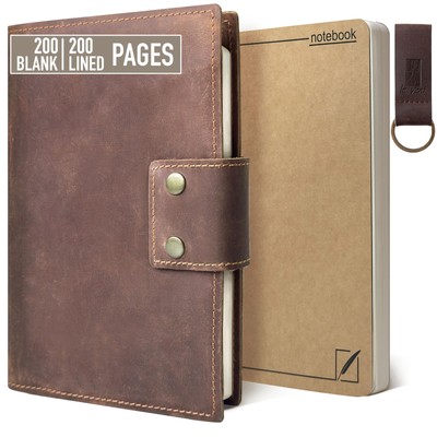 Vintage Logbook Inspired Refillable Leather Journal   A5 8x5 Notebook for Men...