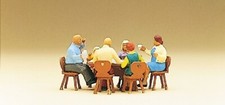 HO Preiser Figures 10282 Six Person Family Eating Lunch with Table and Chairs