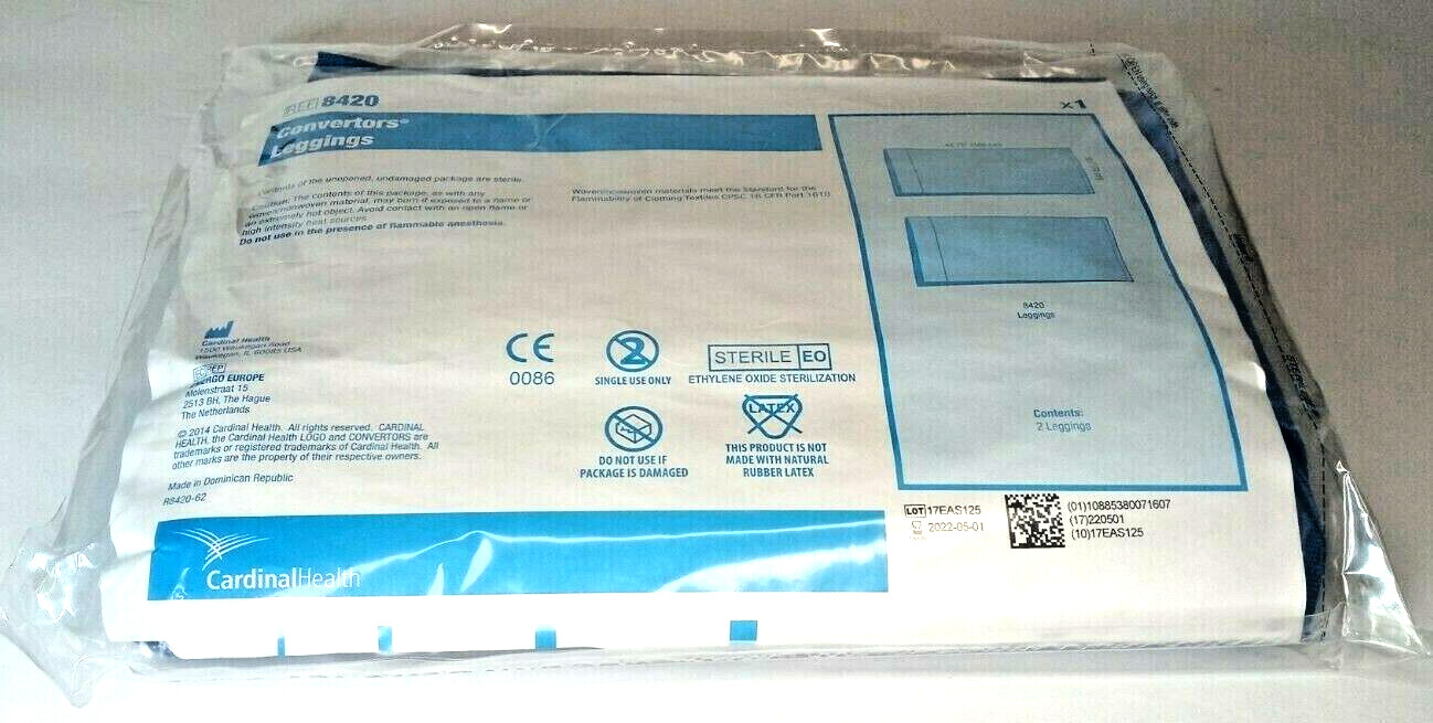 New Box of 20 Cardinal Health Pair of Convertors Leggings Cat #8420 exp.05/01/22