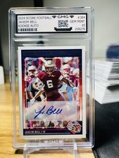 2024 Score Football Jaheim Bell Rookie Auto GMG Graded 10 Gem Mint 💎 RC