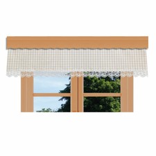 Landhaus-Querbehang Hannah beige-weiß kariert mit 7cm Spitzenbesatz Gardinenband