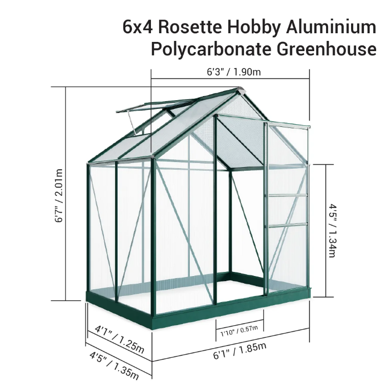 BillyOh Rosette Hobby Aluminium Polycarbonate Greenhouse 6x4 | eBay UK