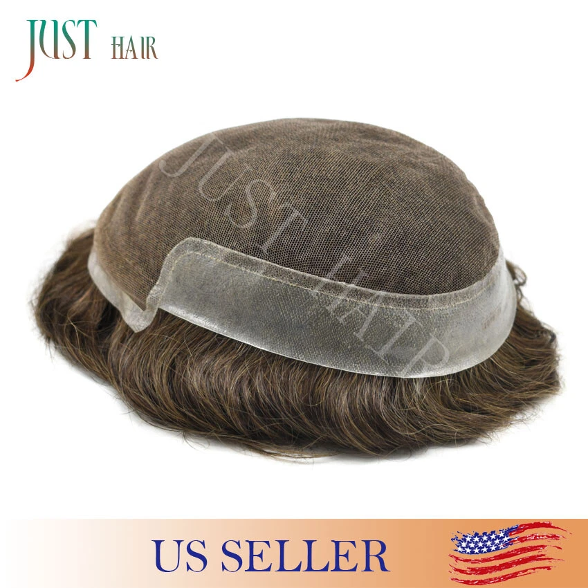 French Lace Front Mens Toupee Poly Skin Hairpieces Human Hair Replacement System - Image 3 of 4