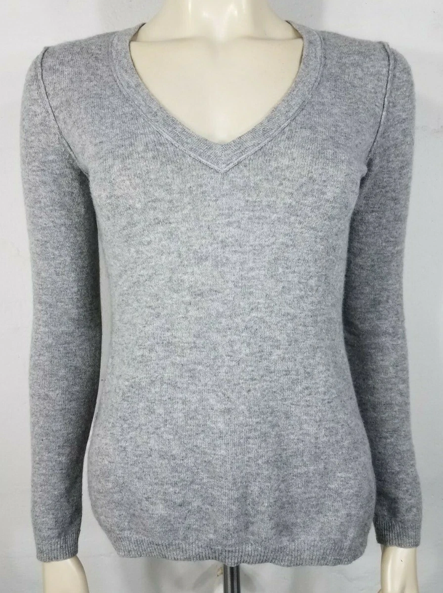 Ann Taylor LOFT gray 100 Cashmere luxury v neck pullover sweater