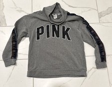 Victoria's Secret Pink Logo Cowl Neck Pullover Grey Size Small