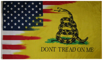 USA Gadsden Don't Tread On Me Combo 100D Woven Poly Nylon 5x8 5'x8' Flag Banner