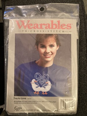 Golden Bee Wearables Ducky Love Cross Stitch Kit to put on sweatshirt