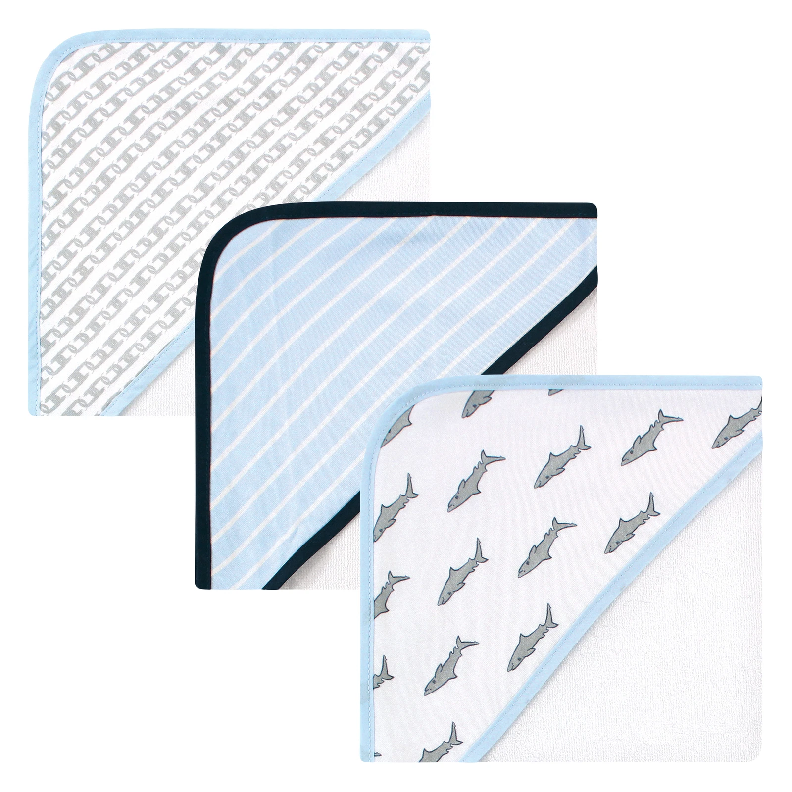 Hudson Baby Infant Boy Rayon from Bamboo Rich Hooded Towels, Sharks