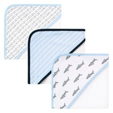 Hudson Baby Infant Boy Rayon from Bamboo Rich Hooded Towels, Sharks