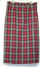 NEW NWT Sag Harbor Washable Dark Red  Gray Long Straight Plaid Skirt 16W
