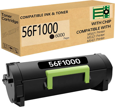 56F1000 Black Toner Cartridge(With Chip) Compatible with Lexmark 56F1000 56F0...