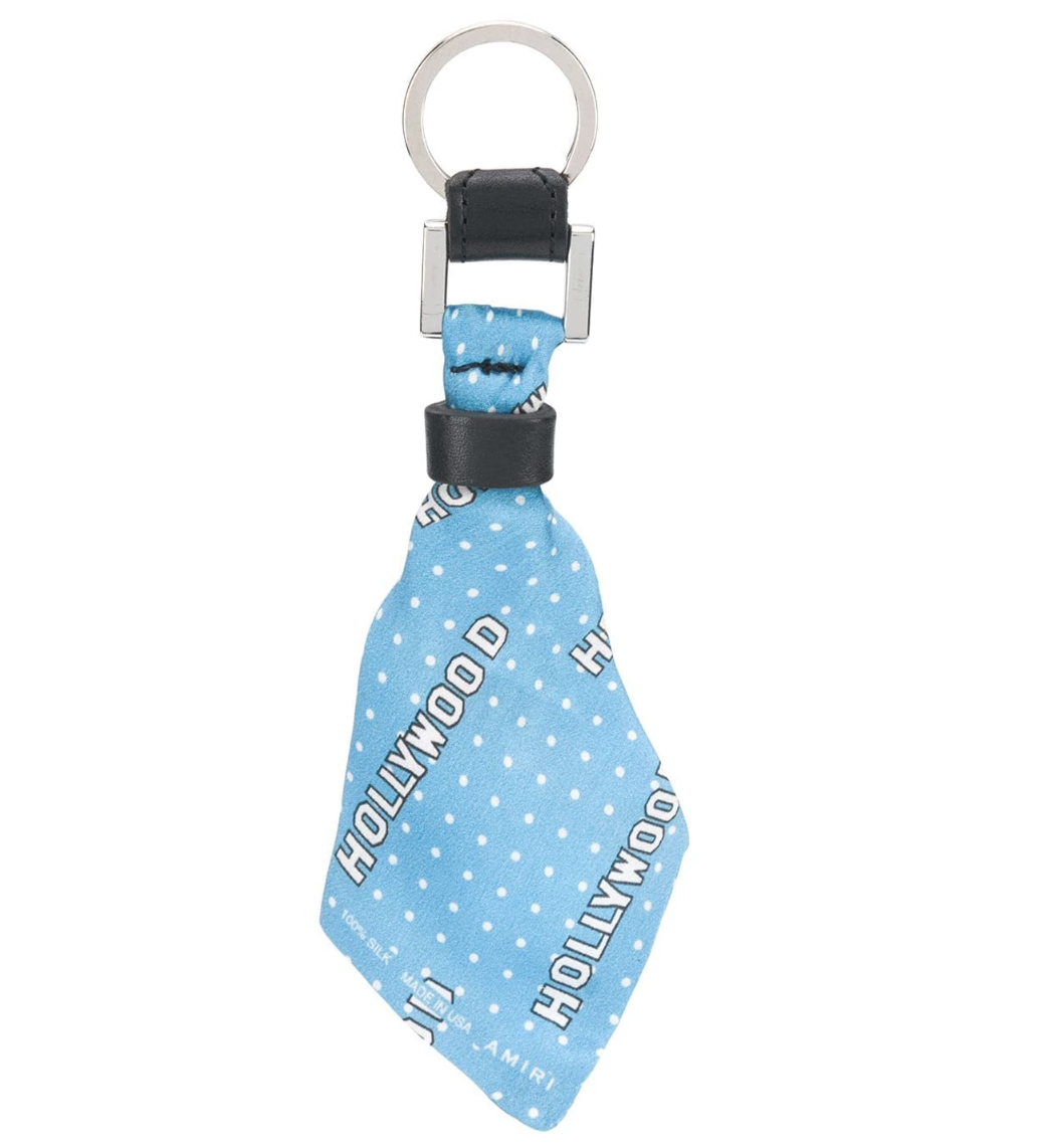Amiri s/s 19 Dot HollyWood Bandana Silk Key Fob Light Blue UK