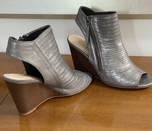 silver high wedges