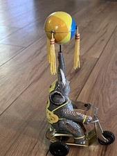 Vintage Blic Tin Elephant On A Bike Wind Up Collector Toy With Box