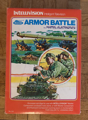 Intellivision Armor Battle In Box W/ Cartridge instructions and 2 Overlays