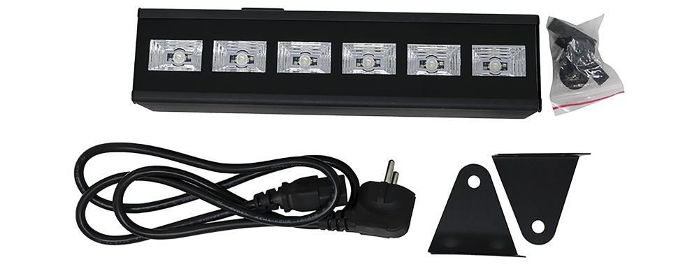 Lampada con 6 luci led uv nere da interno 6x3 w