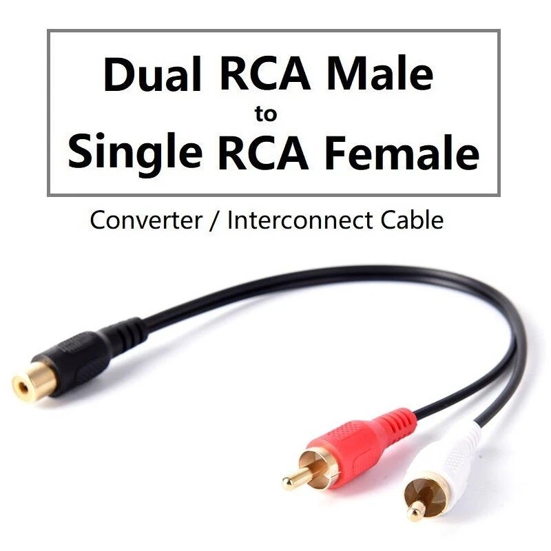 Car Audio RCA Female to 2RCA 2 Male Splitter Adapter Cable Y Shaped Gold Plated - Image 3 of 4