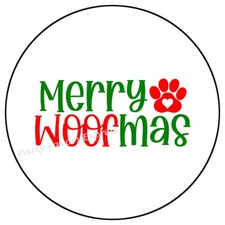MERRY WOOFMAS DOG CAT PAW CHRISTMAS ENVELOPE SEALS LABELS STICKERS PARTY FAVOR