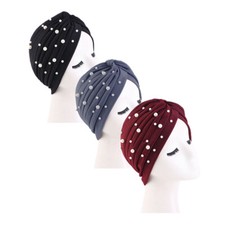 3pcs Muslim Women Hair Loss Chemo Caps Turban Hijab Bonnet Head Wrap Bonnet Hat