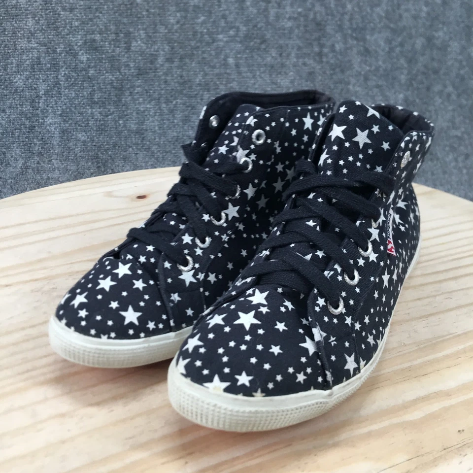 Superga Shoes Womens 8.5 Mens 7 Hi-Top Sneakers Black Star Print Lace Up S00BTM0 - Image 2 of 4