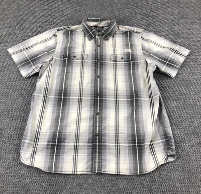The North Face Button Up Shirt Adult XL Men Gray Plaid Outdoor Cotton Blend Hike