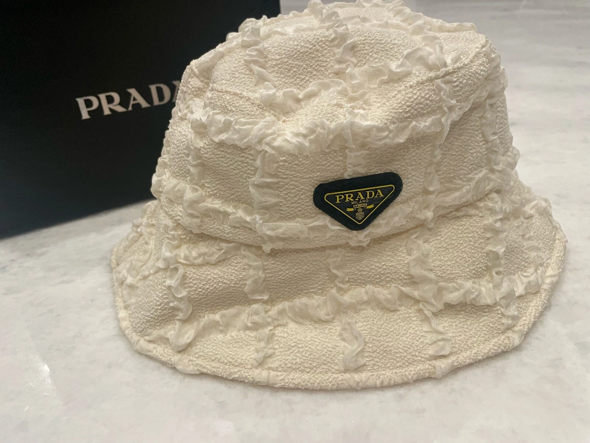 White Prada Bucket Hat