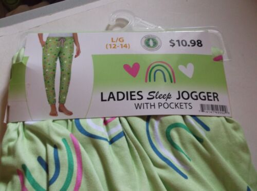 New Womens Size XL"16-18" Rainbow Sleep Jogger Pajama Pants with Pockets Multi