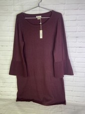 Max Studio Burgundy Red Bell Flare Sleeve Knit Sweater Dress Womens Size M