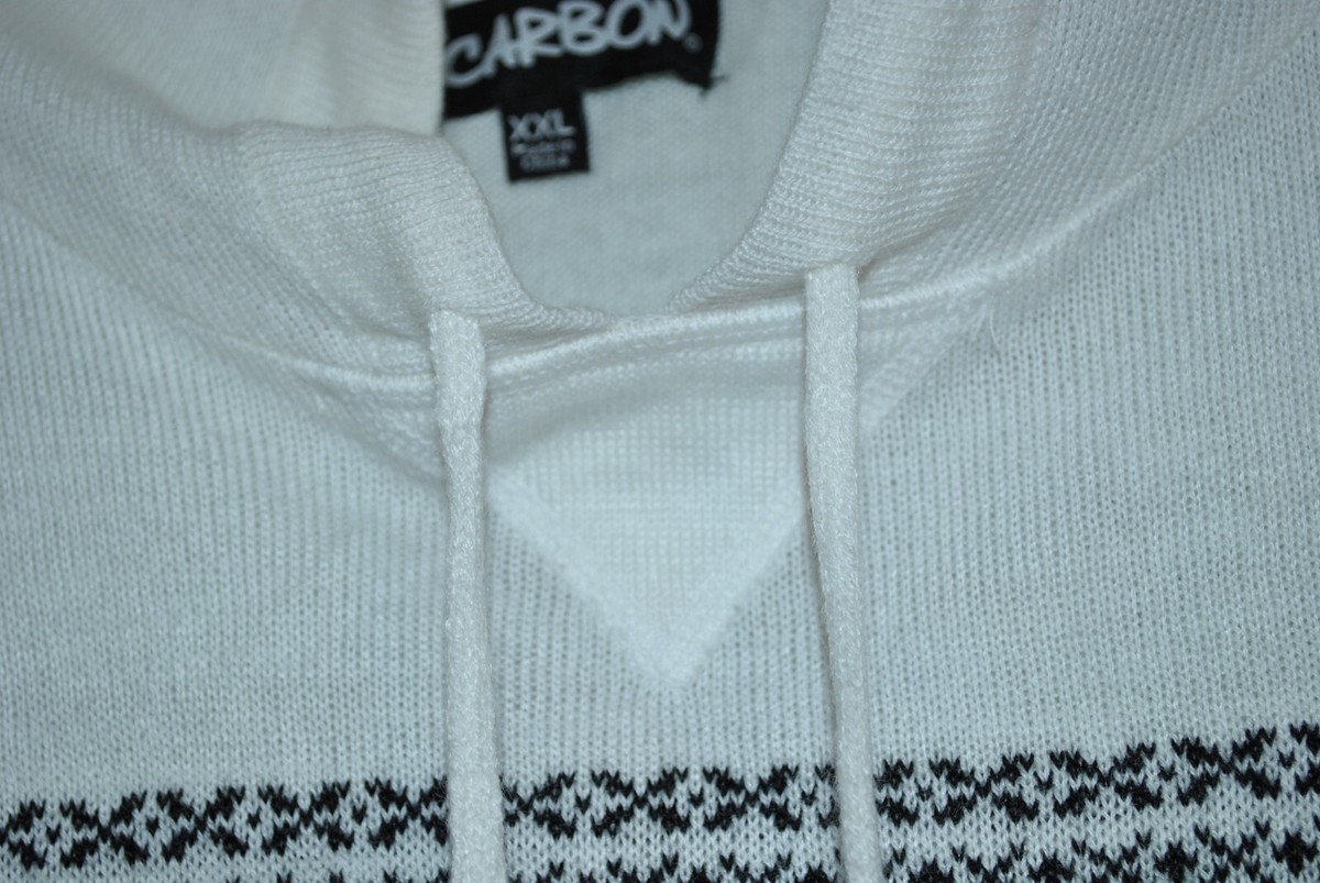 Carbon Sz XXL White w/Black & Blue on Chest Hooded Drawstring