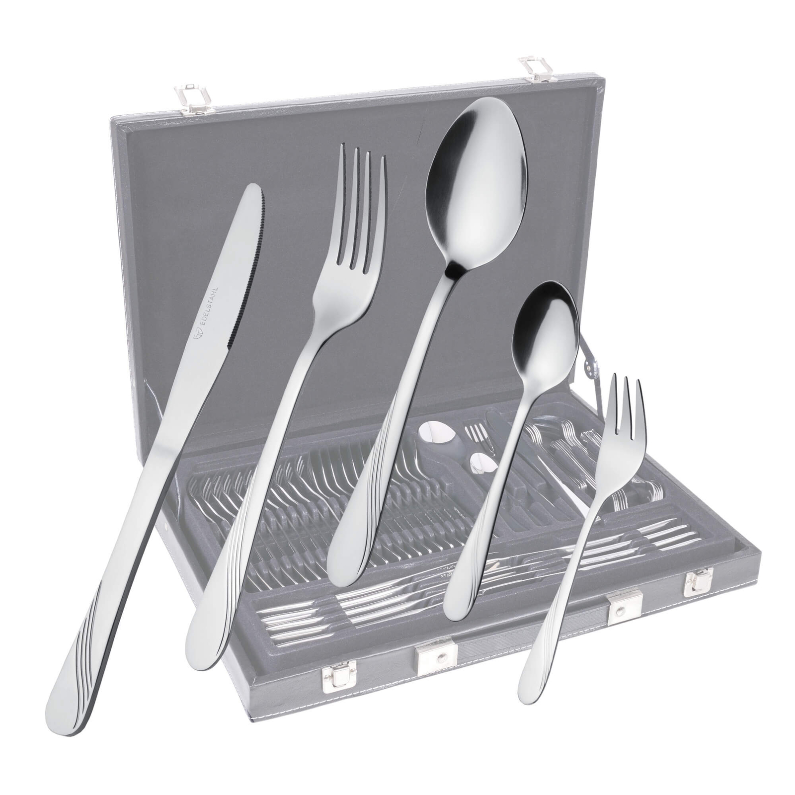 GRÄWE Besteckkoffer 12 Personen Edelstahl Besteck Set Essbesteck Tafelbesteck
