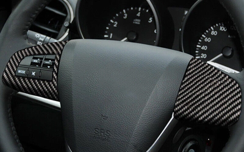 Steering Wheel Switch Cover Trim 2X Fit For Mazda 3 2011-2015 Real Carbon Fiber - Изображение 3 из 4