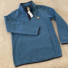 NEW L.L.Bean Boys Large 14 16 Blue Snap Pullover Sweater Fleece Pullover NWtags