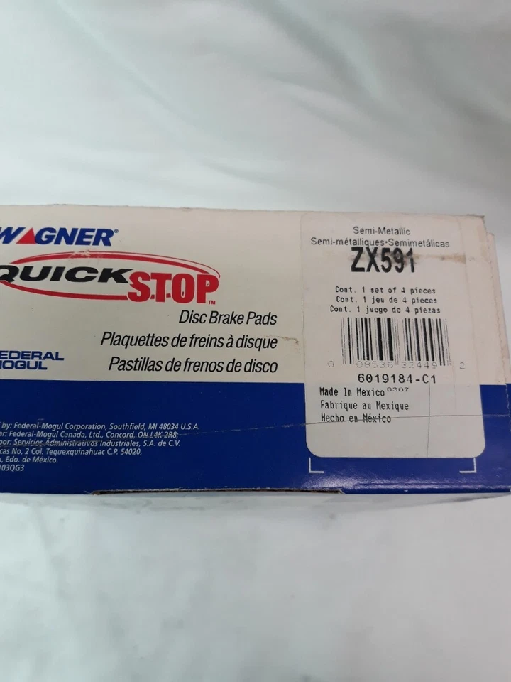 NOVAS PASTILHAS DE FREIO A DISCO SEMI-METÁLICAS WAGNER QUICK STOP Ref# ZX591 - Imagem 4 de 4