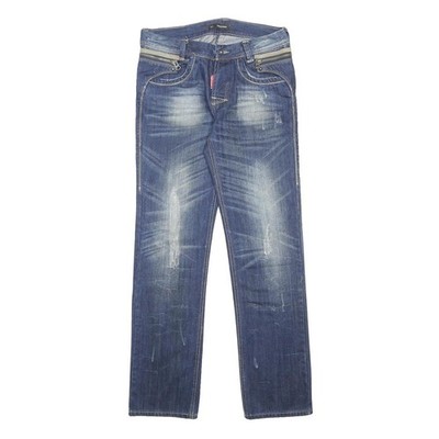 DSQUARED2 Herren Blaue Regular Fit Straight Jeans Baumwolle Medium Wash W33 L33