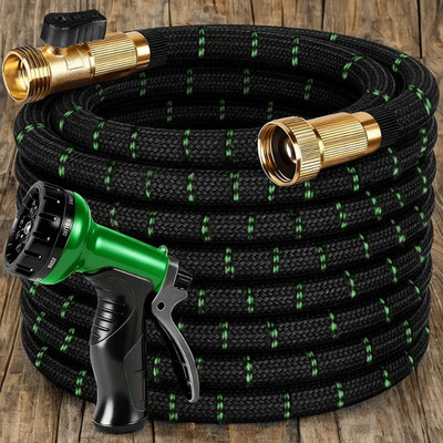 (25-100)FT Green Upgraded Leakproof Lightweight No-Kink Garden Hose, Flexible