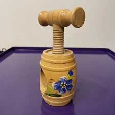 Wooden Nut Cracker Mini Barrel - Hand Painted