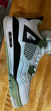 Jordan Air Jordan 4 Unisex Kids US 8 Mid Top Leather Lace Up White/Black/Green