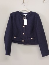 NWT Free Assembly XL Navy Blue Textured Cropped Snap Button Jacket  Preppy 