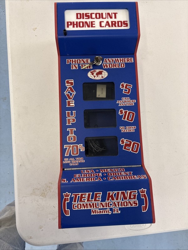 Vintage Prepaid Phone Card Dispenser Vending Machine Multi  Vocal Languages NOS