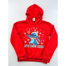 Disney Stitch Christmas Hoodie Kids Red Up To Snow Good Holiday Sweatshirt