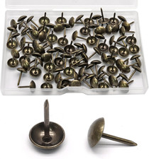 100 Pcs 11 x 16 mm Round Head Upholstery Tacks, Bronze Metal Thumb Tacks Decorat