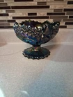 Vintage FENTON Amethyst Starburst Carnival Iridescent Pedestal Compote 5" x6"
