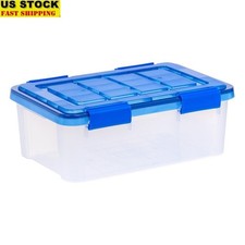 Clear Plastic Storage Boxes W/ Latching Airtight Lid Home Office Organization US
