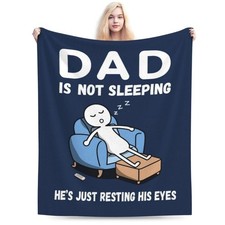 Dad Is Not Sleeping Throw Blanket Super Soft Blue Flannel Couch 50x60 Inch