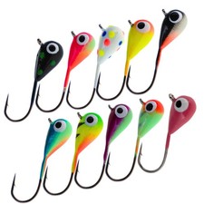 Tungsten Ice Jig 6mm - Variety-Pack 10pcs with Long Shank Hook